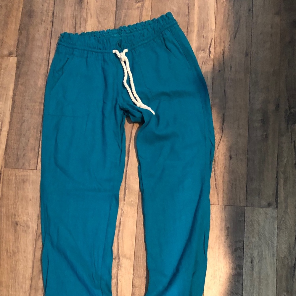 Roxy linen pants size Small teal